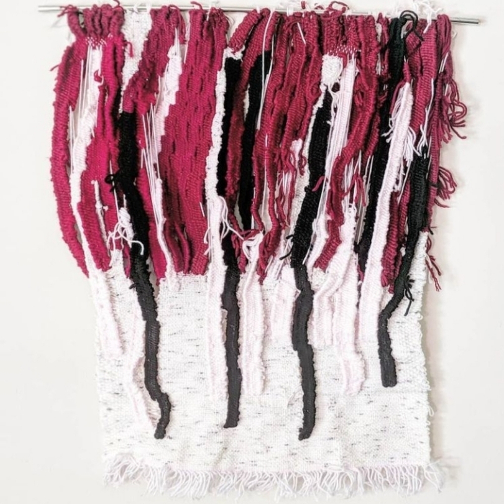 Avant garde woven tapestry wall hanging abstract art
